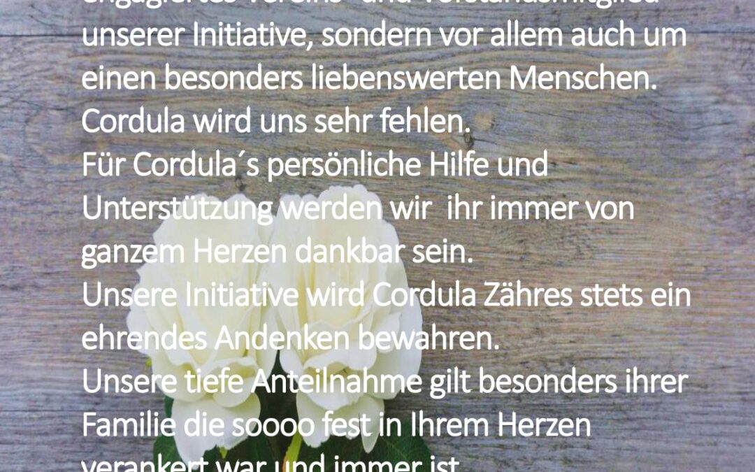 Wir trauern um Cordula Zähres